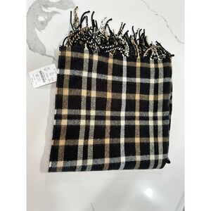 J.Crew Plaid Scarf Winter Warm Fringe‎ Ends Soft Acrylic Blend One Size